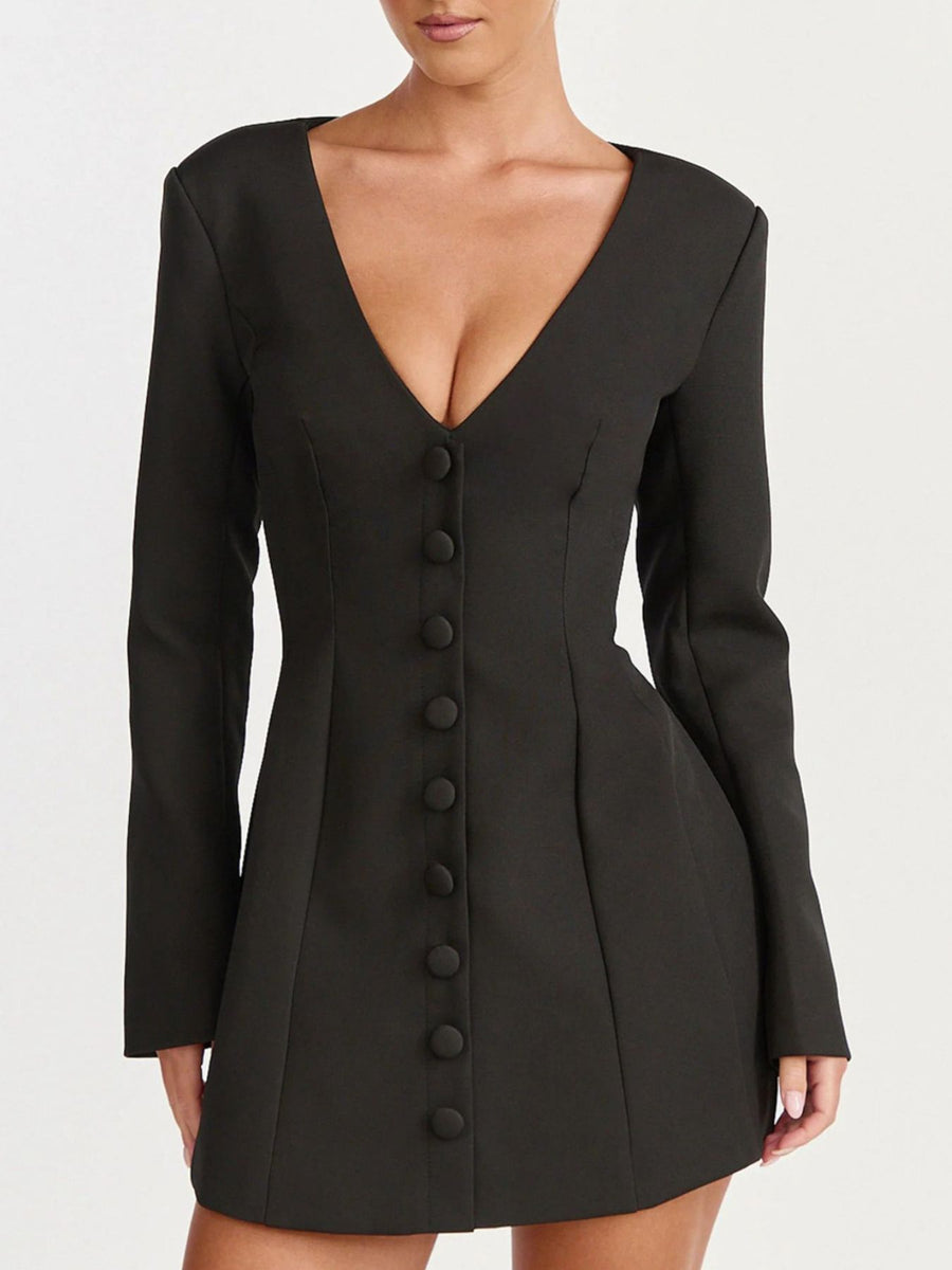 Light Blue blazer dress with zipper and long sleeve