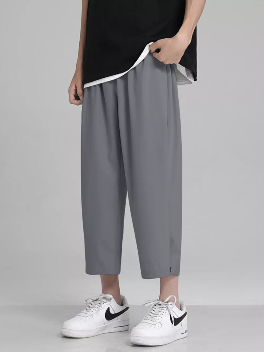 Men's Full Size Loose Fit Cropped Pants in White