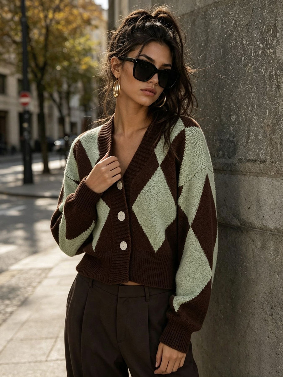 Gray regular cardigan with v-neck