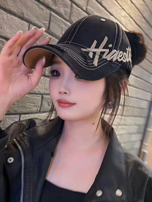 Black with Embroidered Baseball Cap in Black