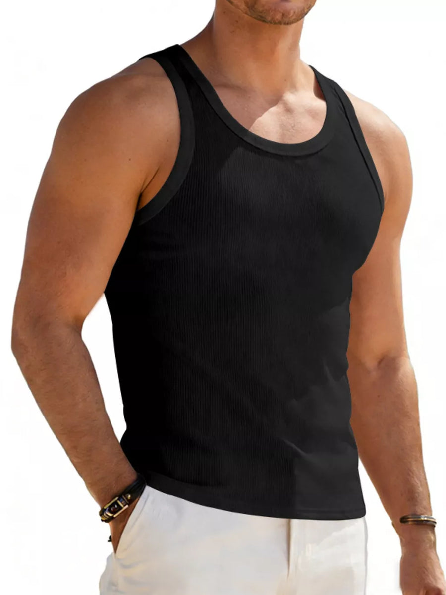 Men's Full Size Round Neck Tank in Light Gray