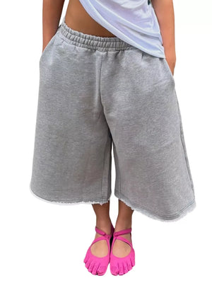 Wide-leg Cropped Sweatpants With Pockets in Green, view 12