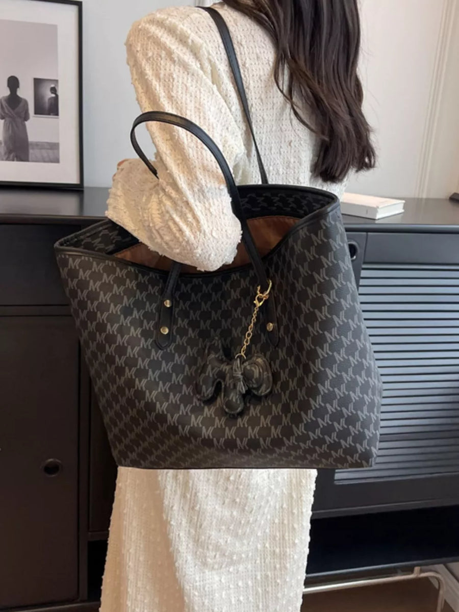 black tote with null and snap