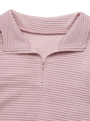 blush pink sweatshirt with stretch and long sleeve