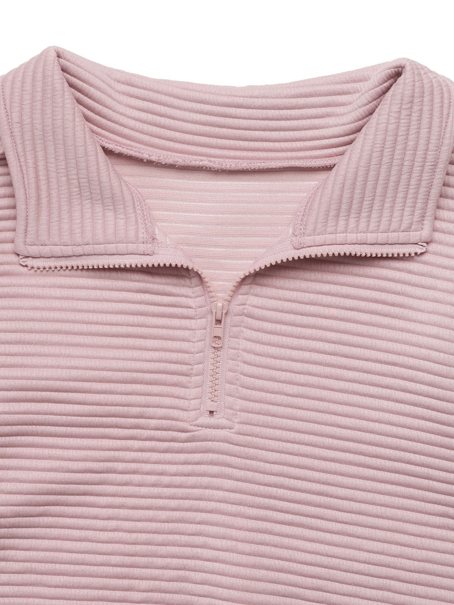 blush pink sweatshirt with stretch and long sleeve