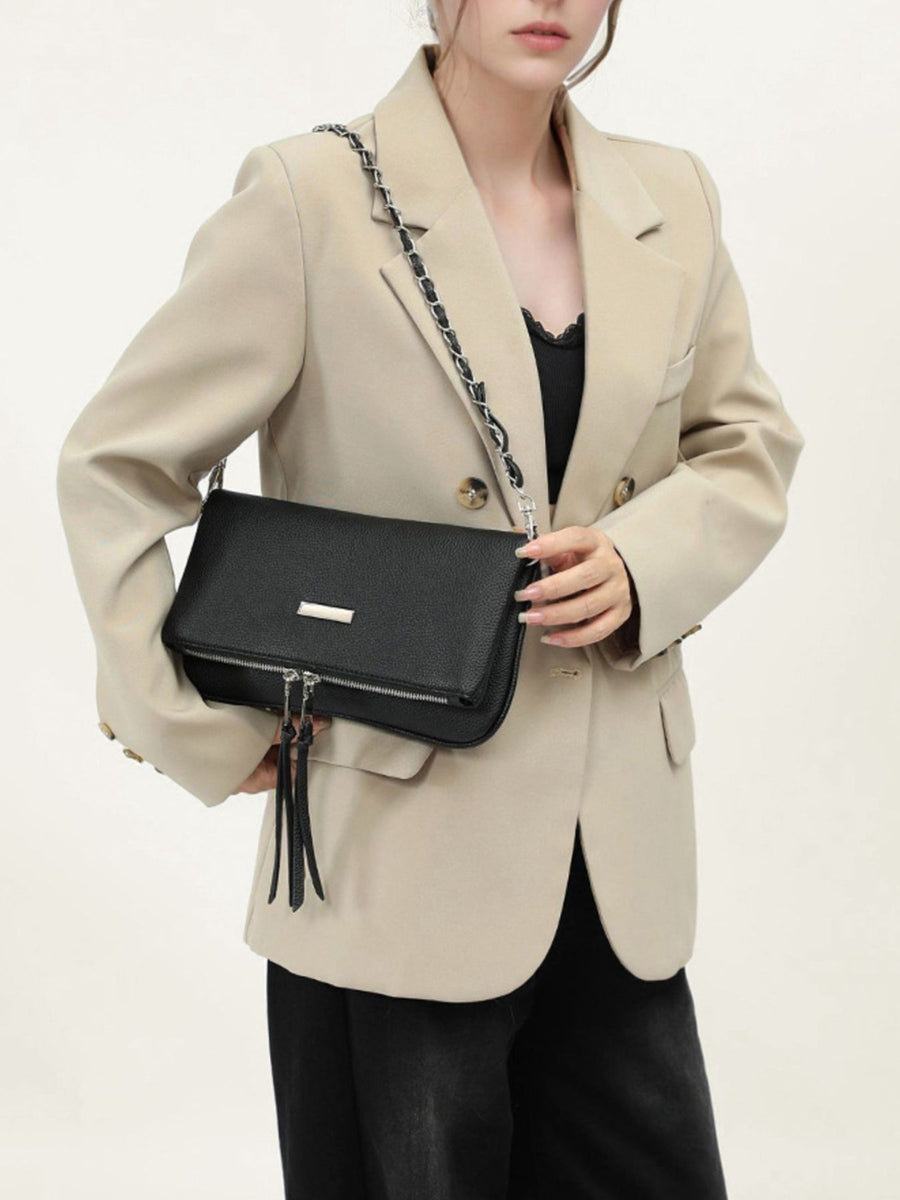 Chain Strap Small Shoulder Bag in black with chain strap