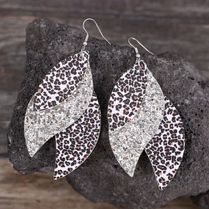 Gold earrings with long and hook-and-eye