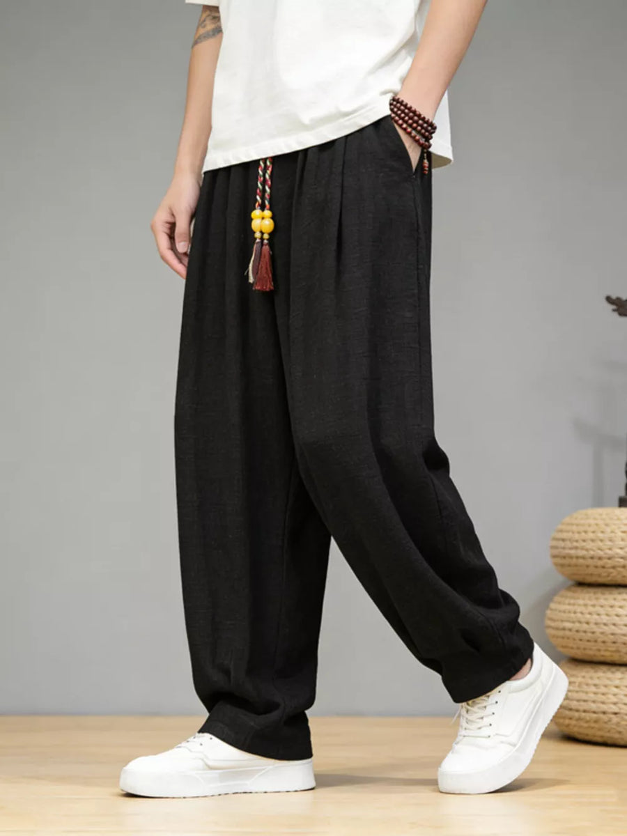 Black Men's Plus Size Loose Fit Casual Pants