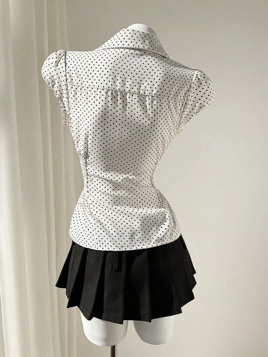 Polka Dot Cap Sleeve Blouse option 5