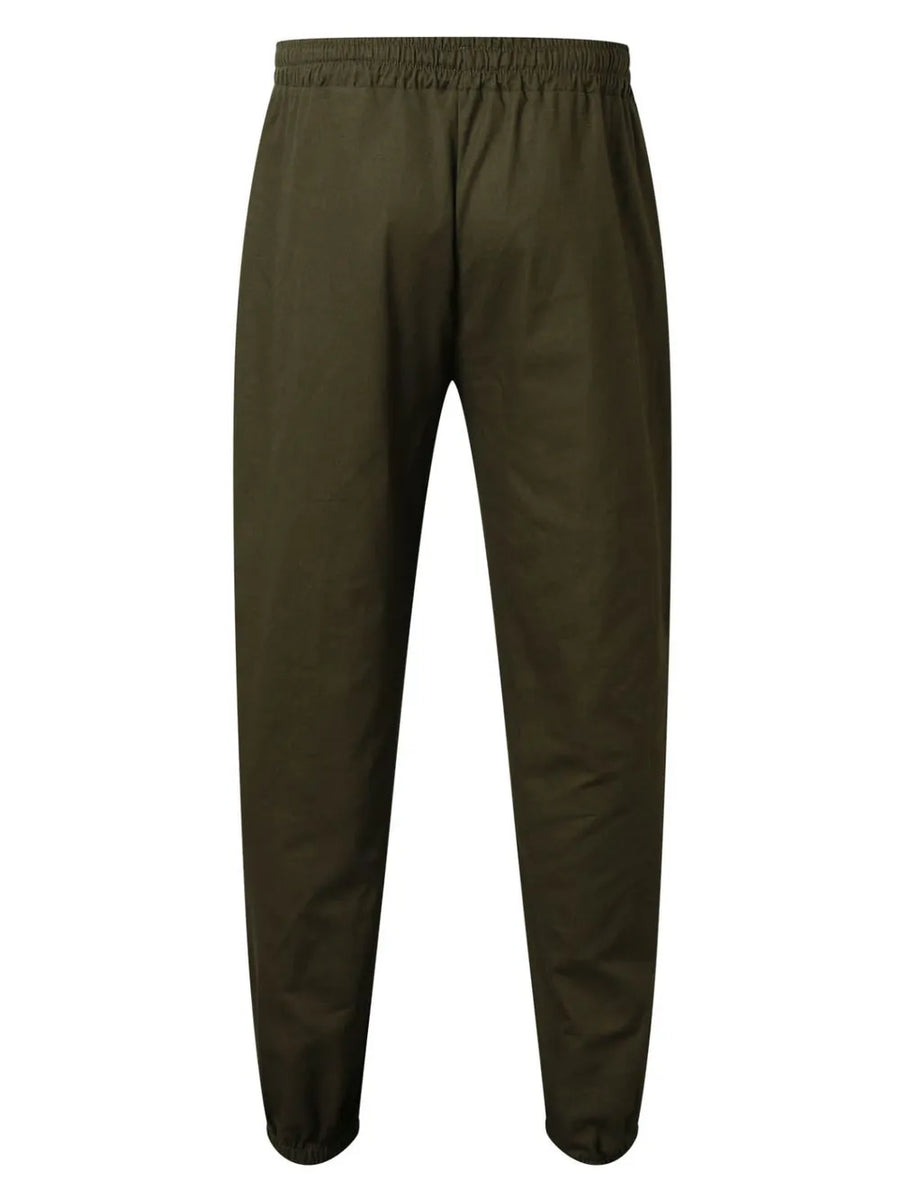 Relaxed-fit army green cuffed trousers with drawstring waist