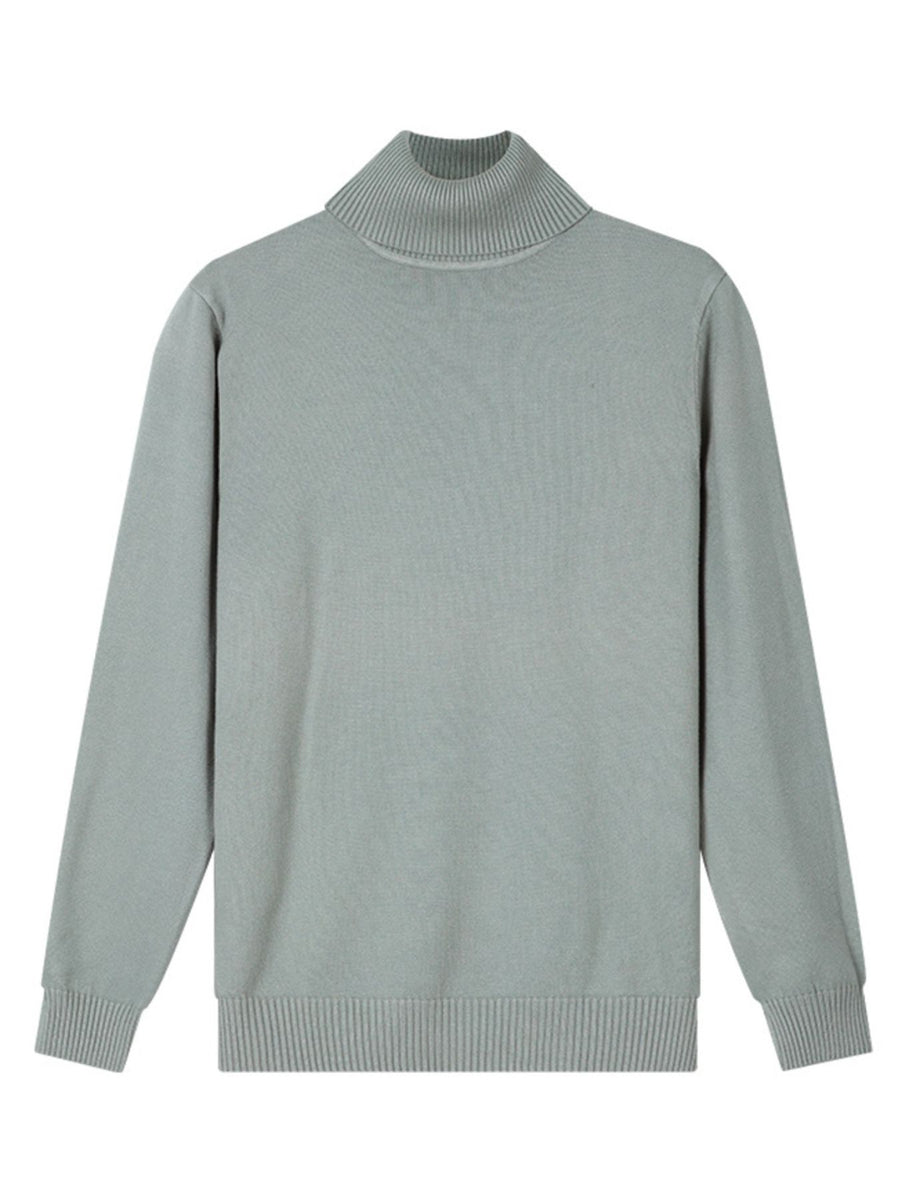 Grass Green turtleneck sweater with hip-length and pullover