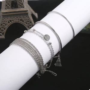 bracelet in Silver with 4-piece set and wrist-length