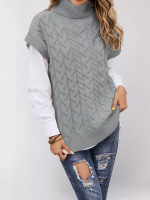 Apricot sweater vest with ribbed and cap sleeve