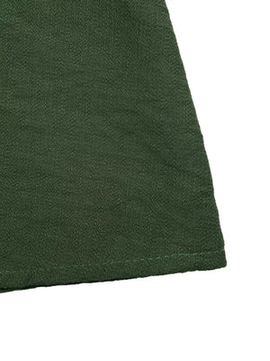 Green cotton blend maxi dress with cinched waist detail