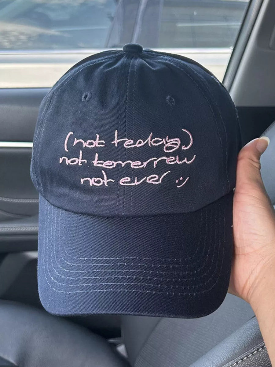Embroidered Slogan Baseball Cap in Light Blue