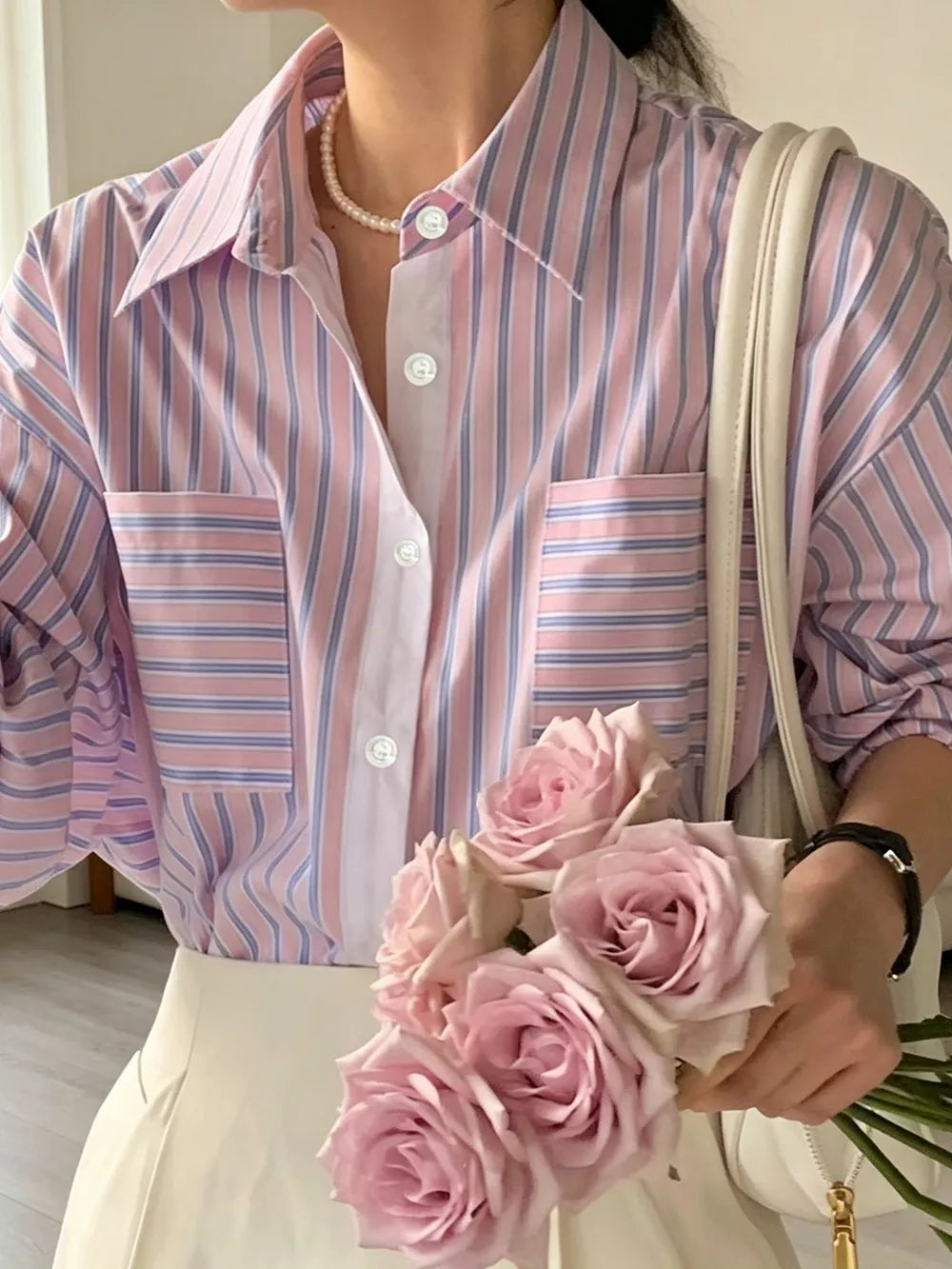 classic button-down shirt in white with collared