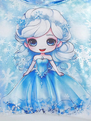Light Blue with Children's Snowflake Hoodie And Leggings Set