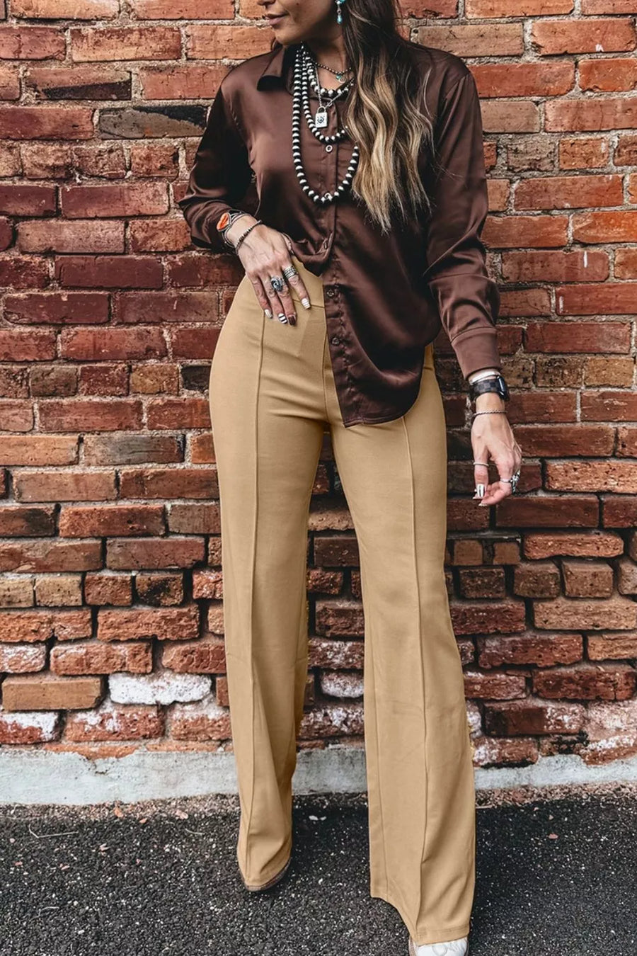 High Waist Full Length Regular Fit Pants option 6