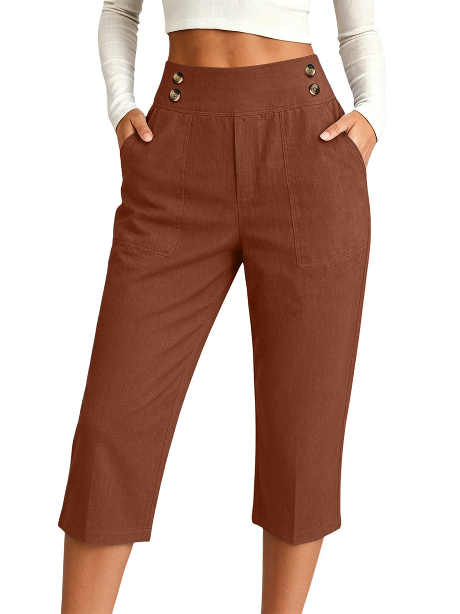pants in Turquoise with pocketed and cropped