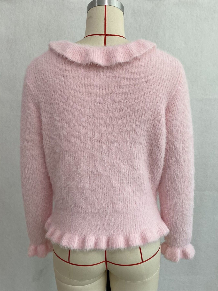 romantic cardigan in Brown with collared
