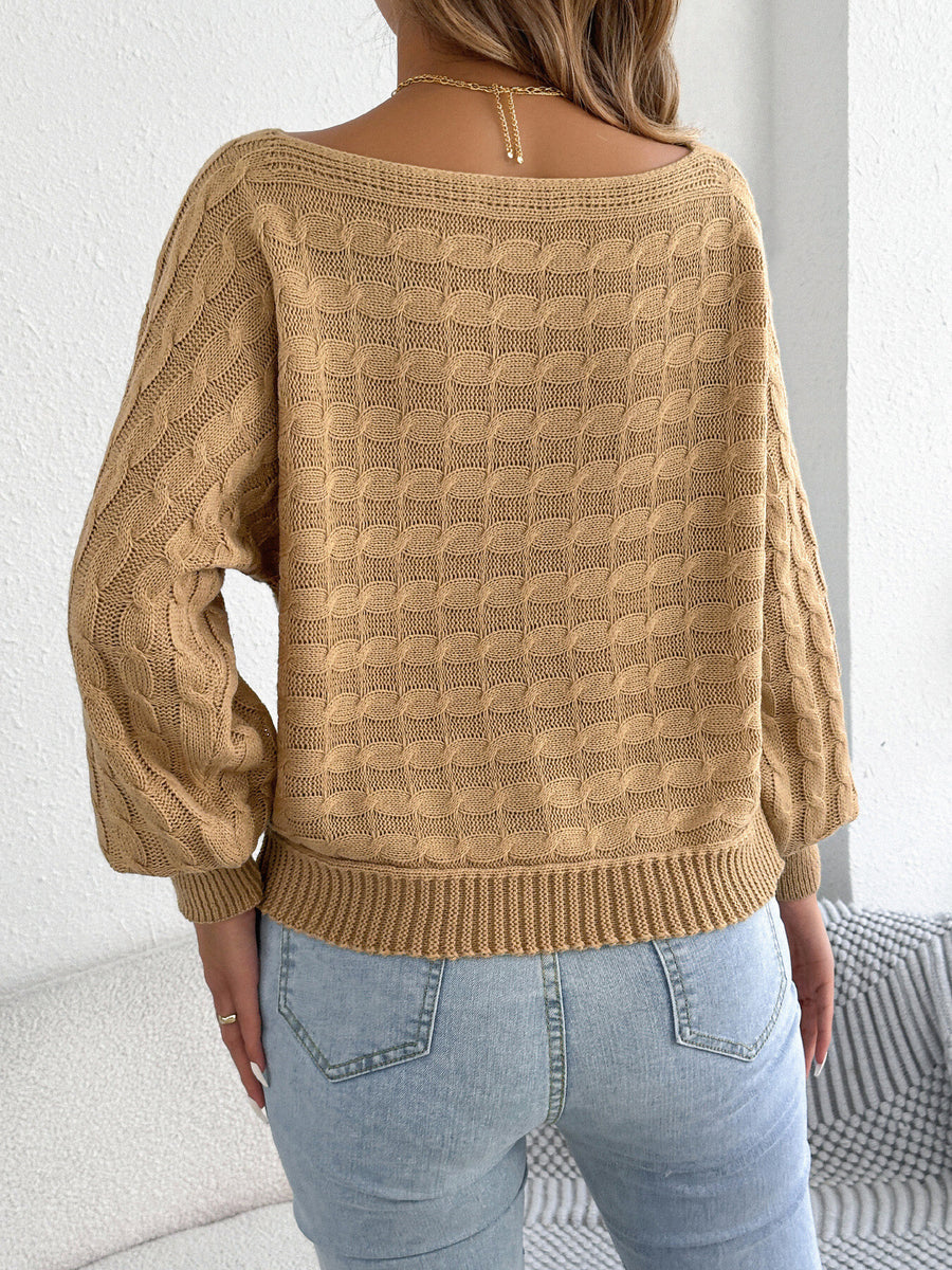 Orange pullover sweater with stretch and long sleeve