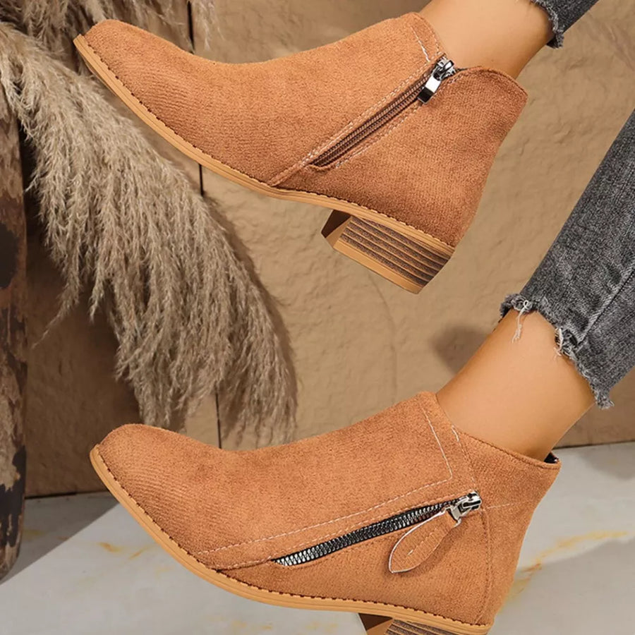 Point Toe Block Heels Boots in Sky Blue with point toe