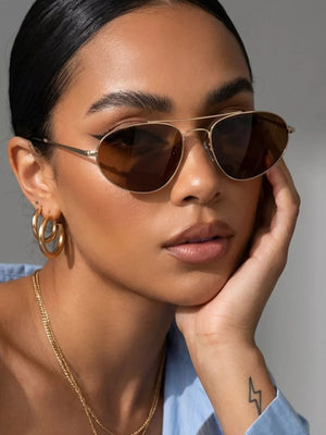 Red sunglasses with N/A and N/A