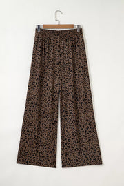 Leopard Print Elastic High Waist Corduroy Pants option 6