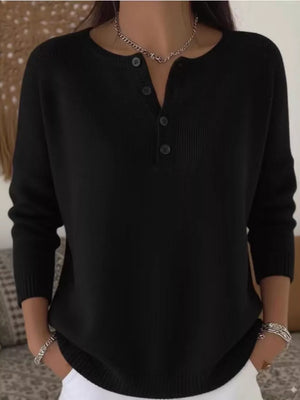 pullover sweater in Army Green with henley and long sleeve