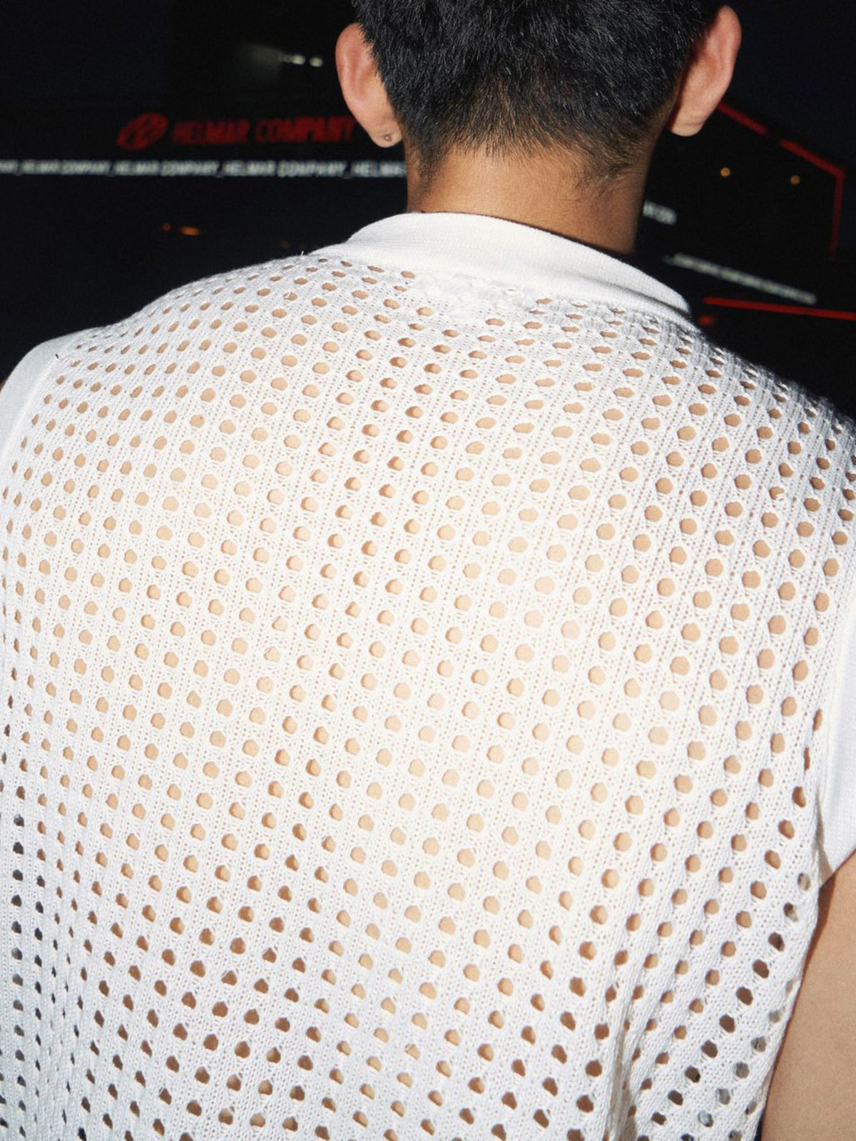 White tank top featuring mesh and mesh