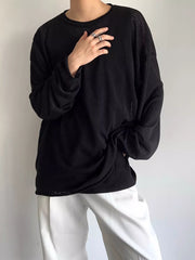 Men's Plus Size Heathered Long-sleeve T-shirt in Gray
