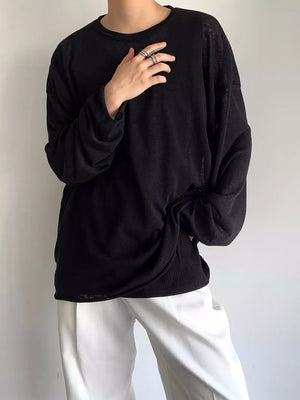 Men's Plus Size Heathered Long-sleeve T-shirt in Gray