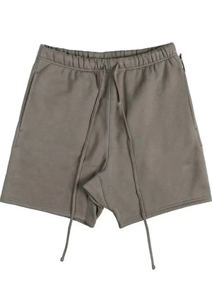 Tan jogger shorts with drawstring and elastic waist