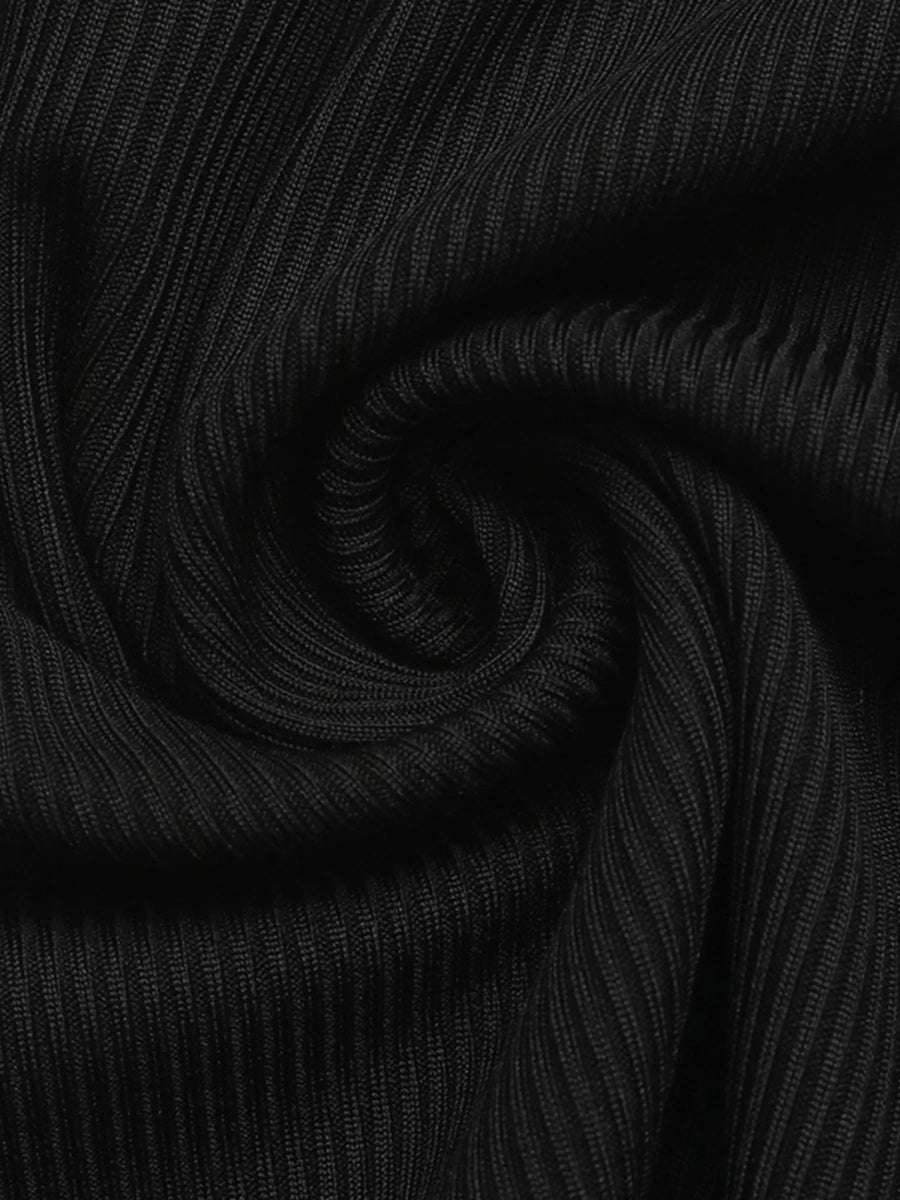 Black Elegant Two-Tone Long-Sleeve Bodysuit
