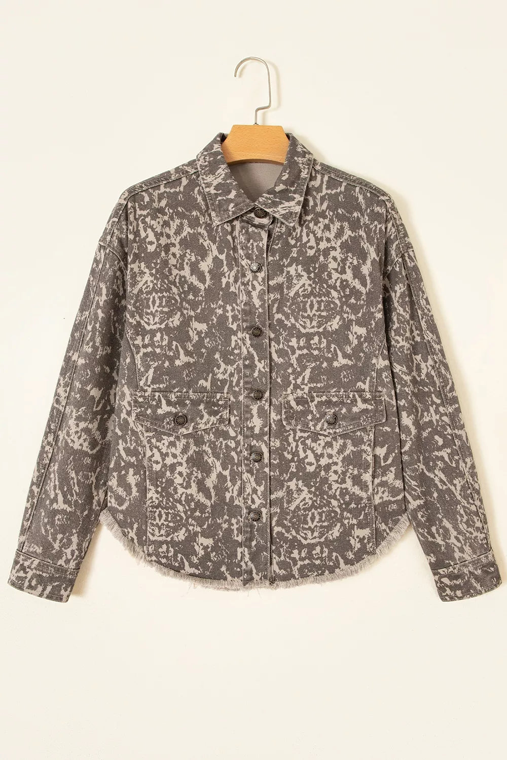 denim jacket in khaki with camo and buttoned