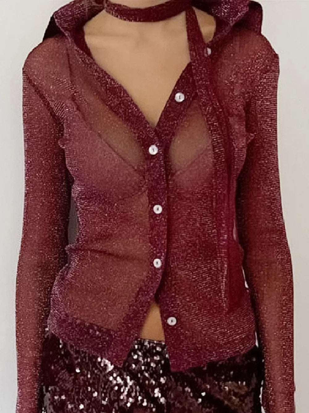 Green button-down shirt with cropped and button-front