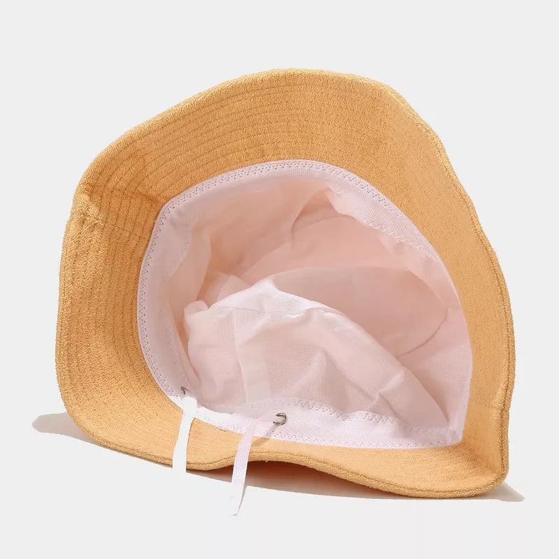 Solid Color Bucket Hat in Yellow with ribbed brim