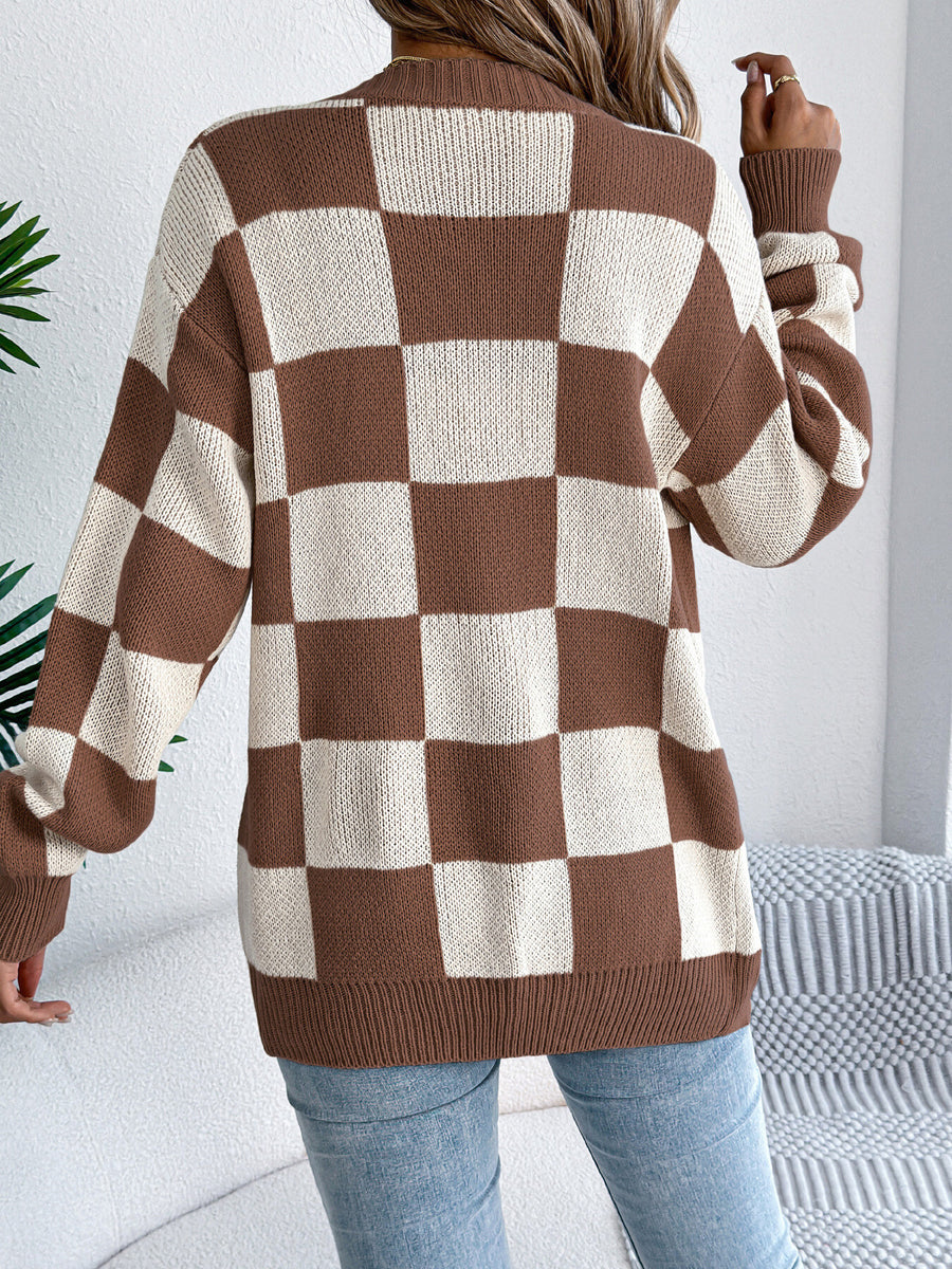 cardigan featuring checked in Black with 100% acrylic Care instructions: Machine wash cold texture
