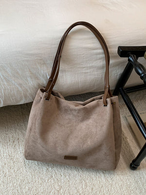 Decorative Tassel Charm Shoulder Bag in Khaki with tassel charm