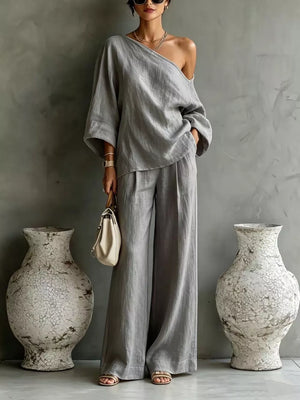 100% polyester Care instructions: Machine wash cold two-piece set in Deep Red with relaxed silhouette
