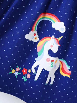 Children's Polka Dot Unicorn Rainbow Dress option 4