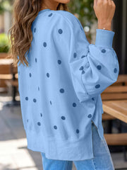 Yellow sweatshirt with pullover and polka dot