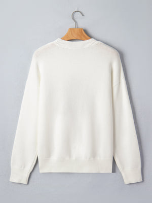 pullover sweater featuring novelty in White with 52% viscose, 26% polyester, 22% polyamide Care instructions: Machine wash