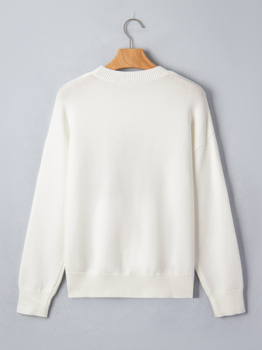 pullover sweater featuring novelty in White with 52% viscose, 26% polyester, 22% polyamide Care instructions: Machine wash