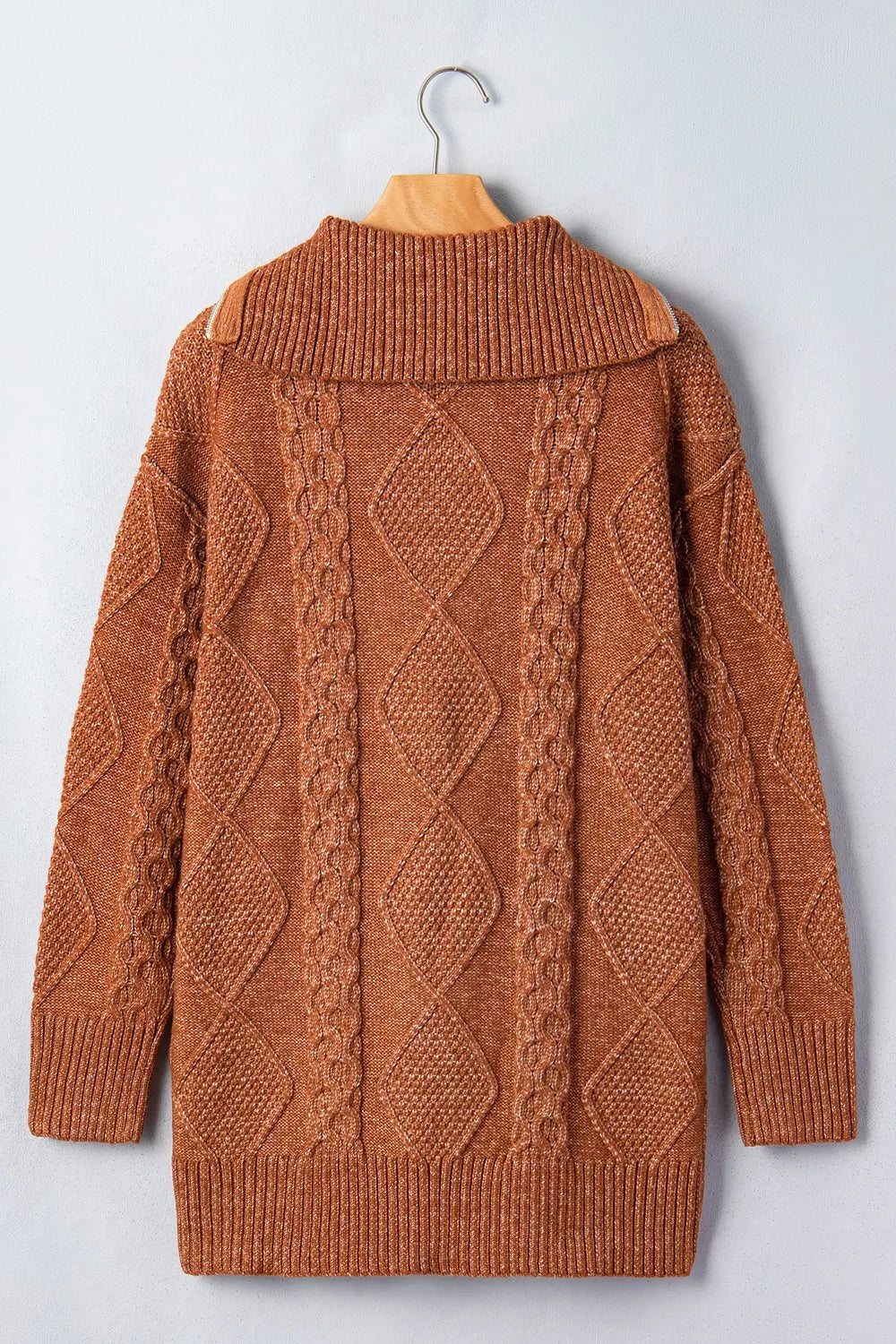 sweater dress featuring cable knit in Caramel with 100% polyester Care instructions: Machine wash cold texture