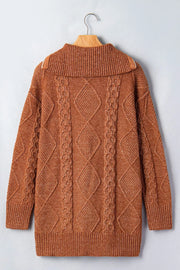 sweater dress featuring cable knit in Caramel with 100% polyester Care instructions: Machine wash cold texture