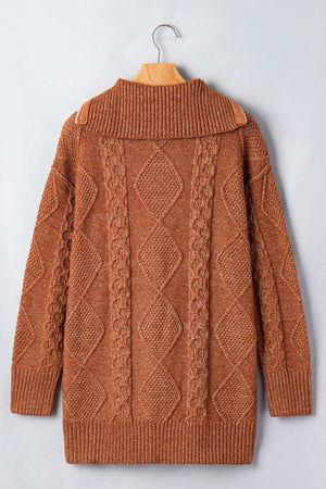 sweater dress featuring cable knit in Caramel with 100% polyester Care instructions: Machine wash cold texture