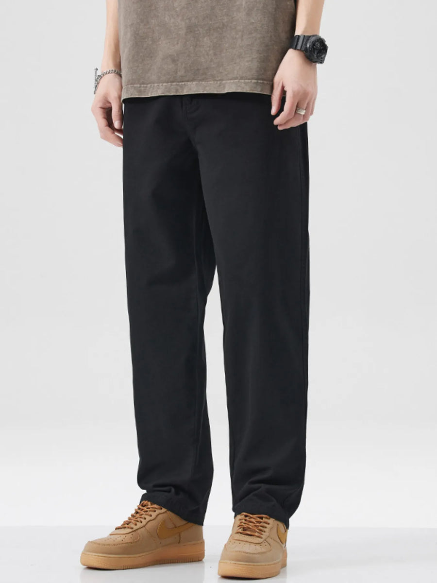 Black cotton relaxed fit men's pants with a comfortable fit