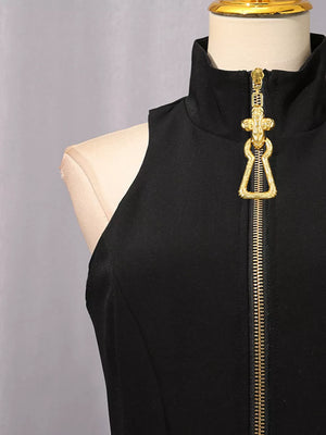 Zip Up Sleeveless Mini Dress option 8