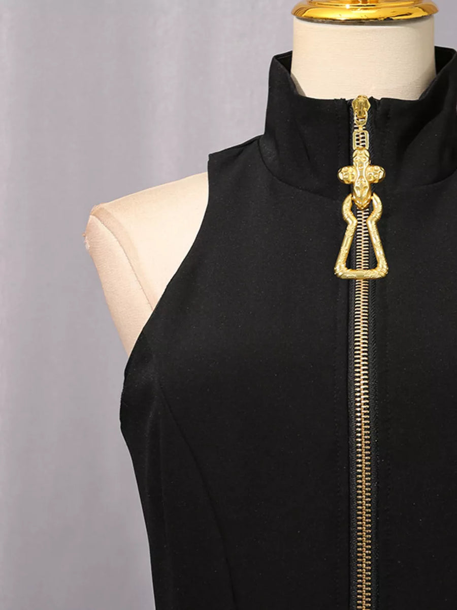 Zip Up Sleeveless Mini Dress option 8